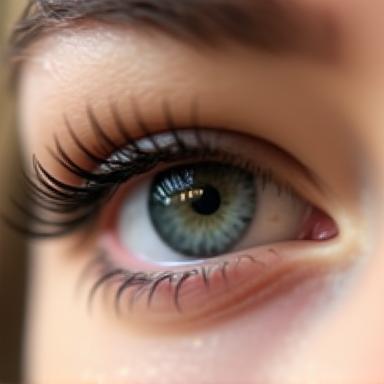 Example of hybrid style eyelash extensions combining classic and volume techniques