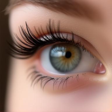 Closeup example of natural-looking volume eyelash extensions