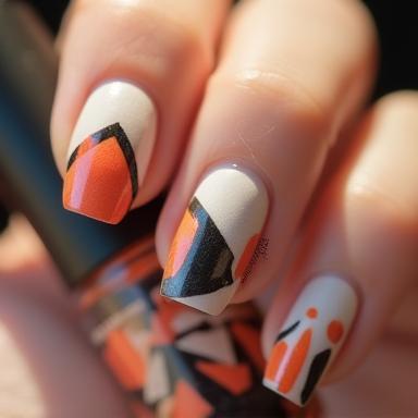 Example of modern abstract geometric nail art design