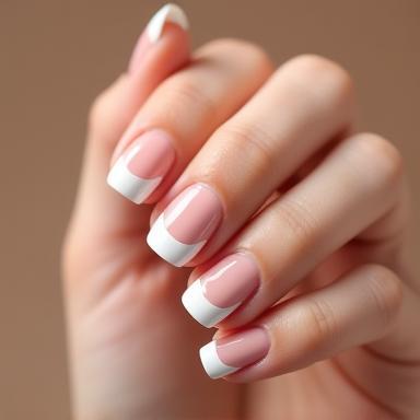 Example of classic French tip style using SNS dip powder